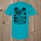 Fort Denaud Beard and Skin turquoise cotton t-shirt with a black tropical logo graphic on the back