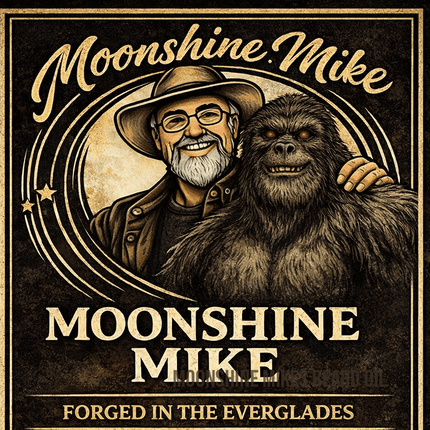 Moonshine Mike's Skunk Ape Beard Oil bottle on a kitchen countertop with modern decor.